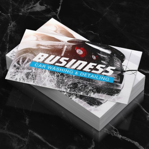 Customizable Automotive Car Wash &amp; Auto Detailing Light Blue Business Card