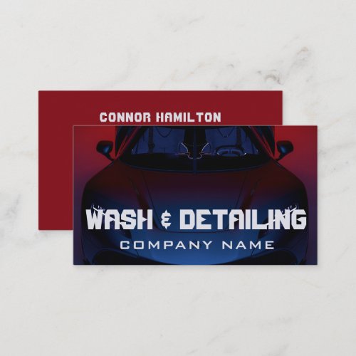 Automotive Car Wash  Auto Detailing Modern Red Business Card