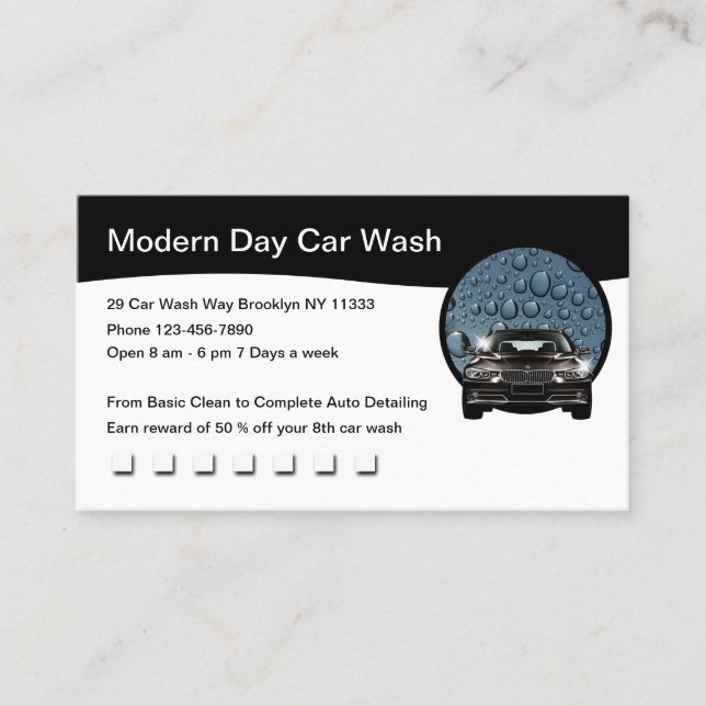 Automotive Car Wash Unique Business Cards (Front)