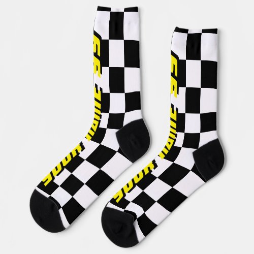 Automotive checkered racing flag custom auto sport socks