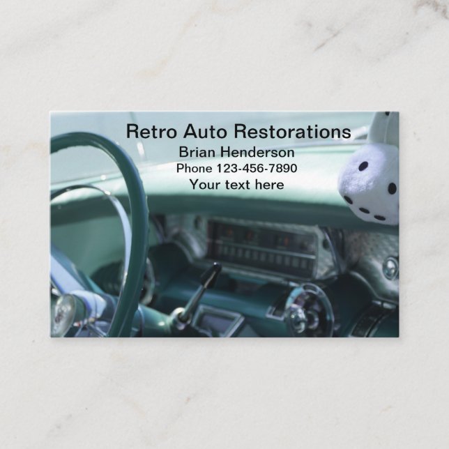 Automotive Classic Car Restoration Business Card (Front)
