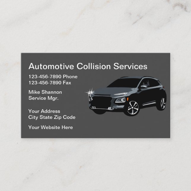 Automotive Collision Accident Repair Business Card (Front)