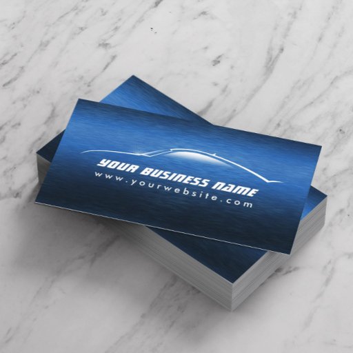 Customizable Cool Blue Car Outline Automotive Business Card