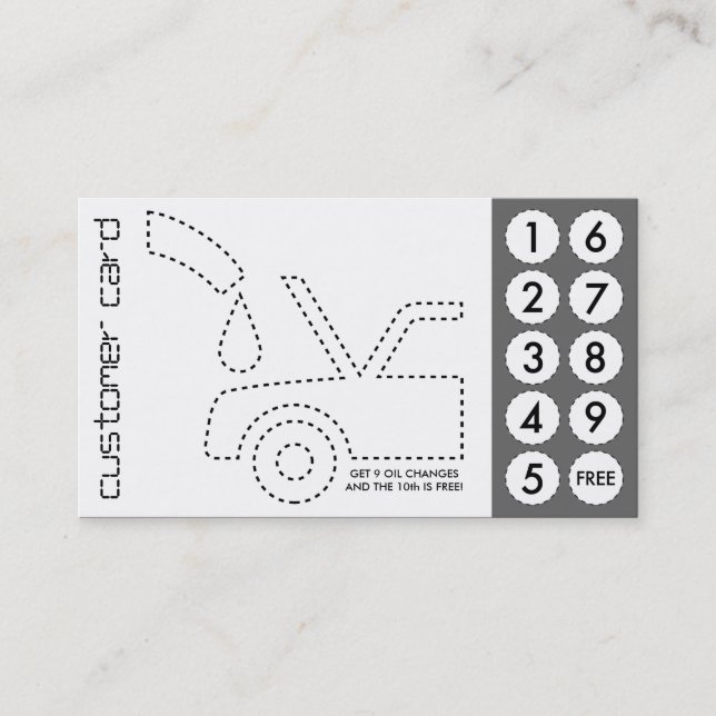 automotive cut out punch cards (Front)