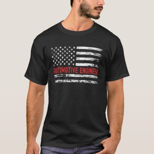 Automotive Engineer USA Flag Profession Retro Job  T_Shirt