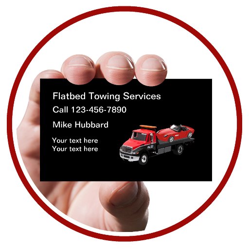 Customizable Automotive Flatbed Towing Services Business Card