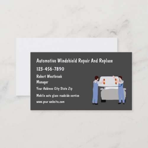 Automotive Glass Repair and Replace Business Card
