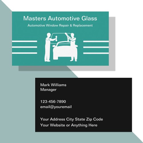 Automotive Glass Repair Replacement Business Cards