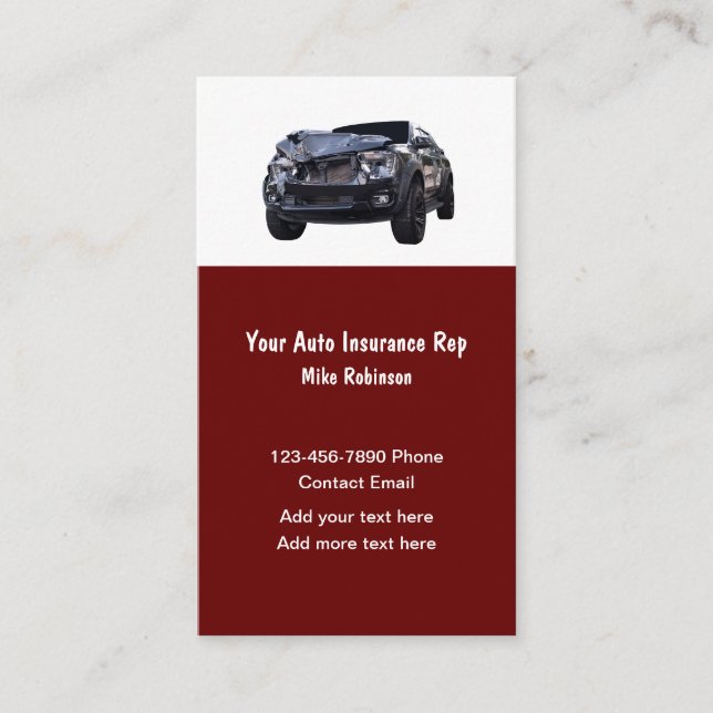 Automotive Insurance Rep Business Cards (Front)