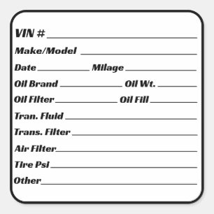 Automotive Maintenance Service Engine Checklist Square Sticker