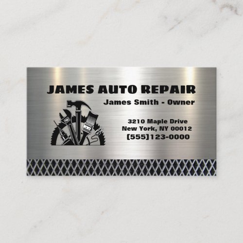 Automotive Mechanic Auto Repair Metal Tool  Business Card