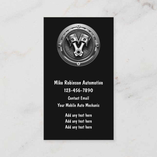 Automotive Mechanic Business Cards (Front)