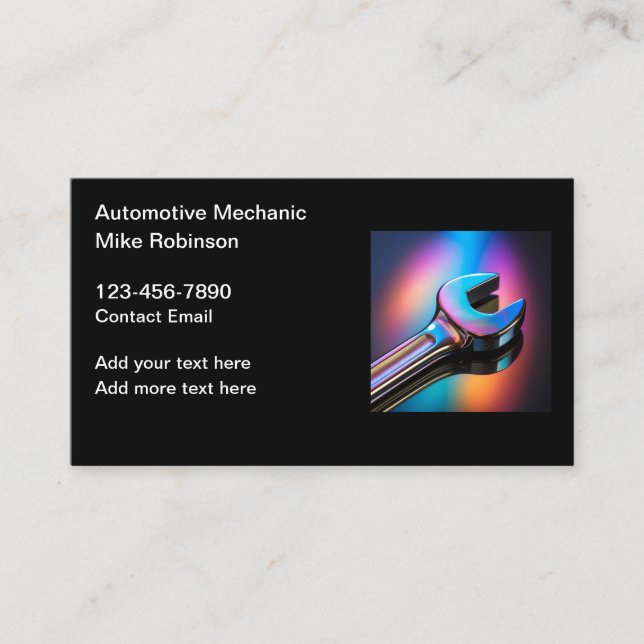 Automotive Mechanic Business Cards Colorful Design (Front)