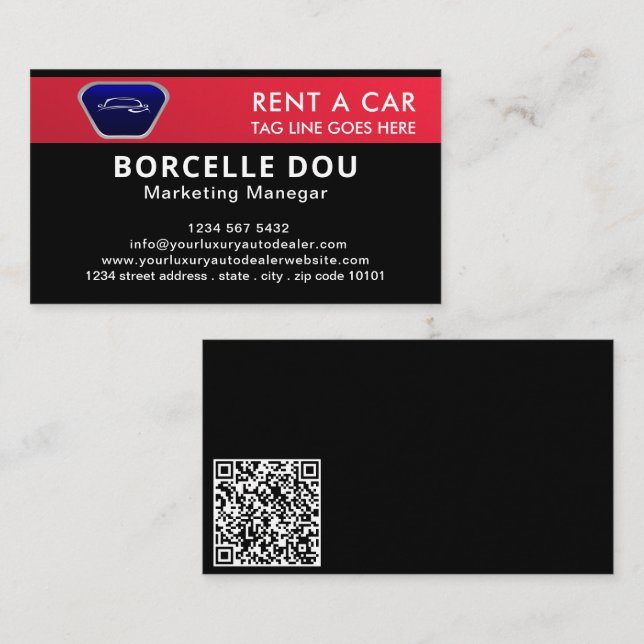 Automotive Mechanic Car Rent Center Repair qr code Business Card (Front/Back)