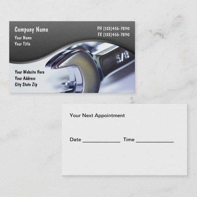 Automotive Mechanic Repair Appointment Cards  (Front/Back)