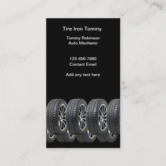 Automotive Mechanic Tire Business Cards (Front)