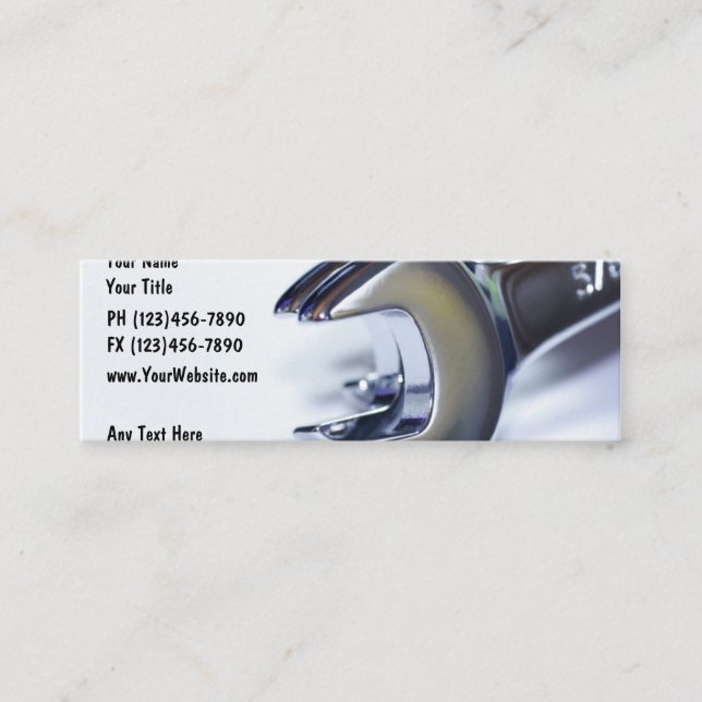 Automotive Mechanic Wrenches Design Mini Business Card (Front)