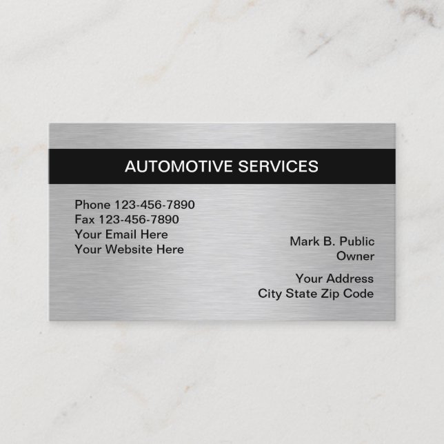 Automotive Metallic Look Business Card (Front)