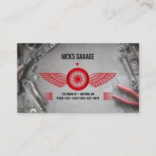 Automotive Motorcycle Tools Repair Garage Logo Business Card