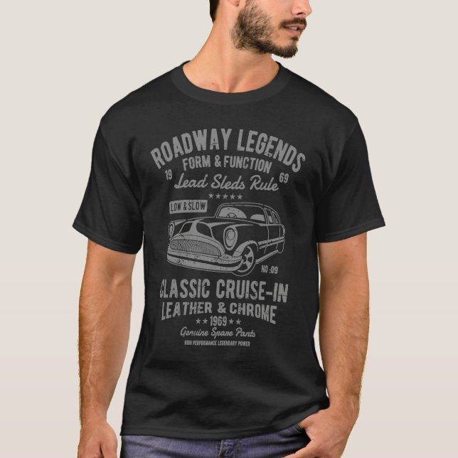 Automotive Nostalgia Classic Car Cruise in Distres T-Shirt (Front)