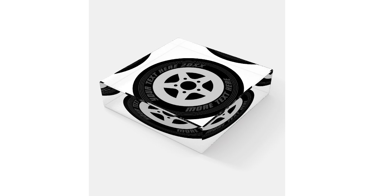 Automotive paperweight with black car tire wheel | Zazzle