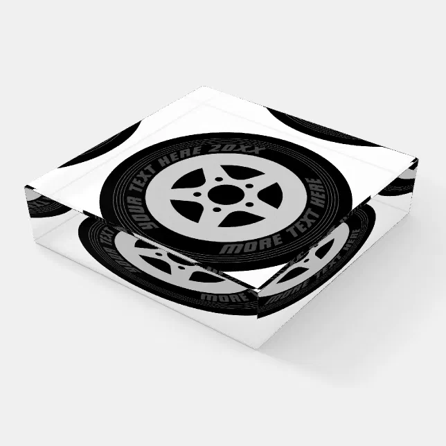 Automotive paperweight with black car tire wheel | Zazzle
