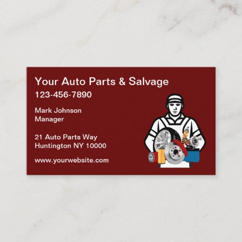 Automotive Parts And Salvage Yard Business Card