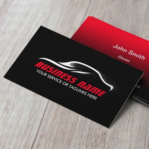 Automotive Professional Black  Red Car Auto Business Card