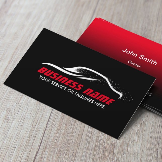 Automotive Professional Black & Red Car Auto Business Card