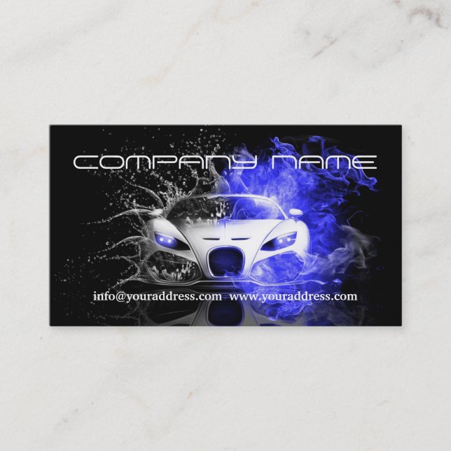 Automotive Racing White Car Fast Black Card (Front)