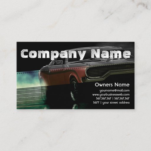 Customizable Automotive Red American Retro Muscle Car Business Card Templates