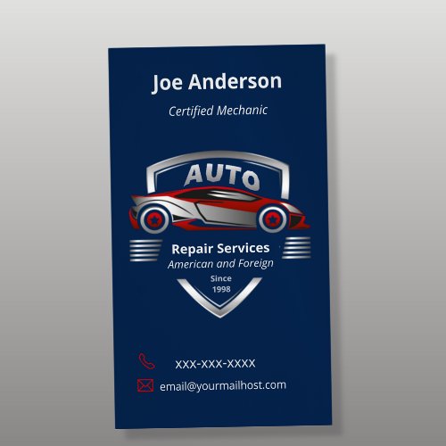Automotive Red and Silver Car Logo  Business Card Magnet