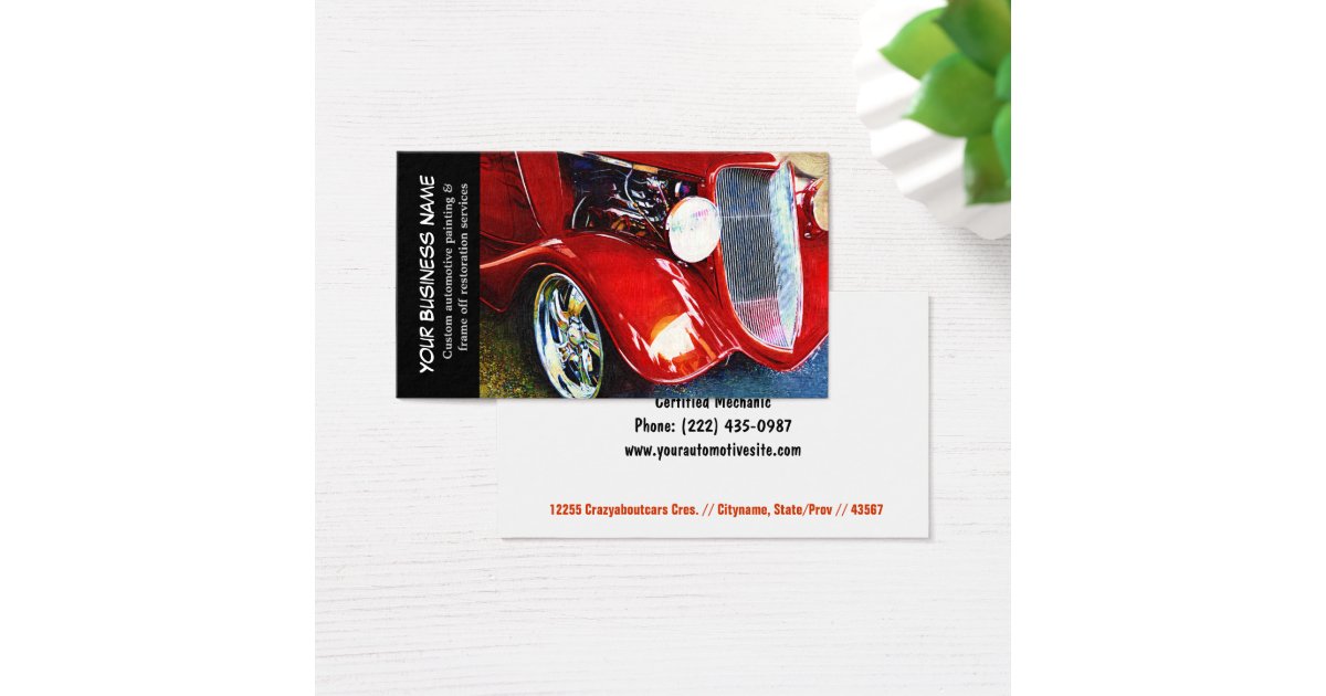 Automotive Red Classic Car Auto Painting Biz Business Card Zazzle