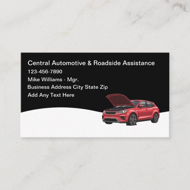 Automotive Repair And Roadside Assistance Business Card (Front)