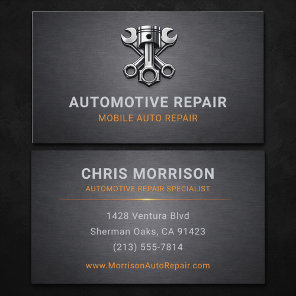 Automotive Repair Metallic Business Card