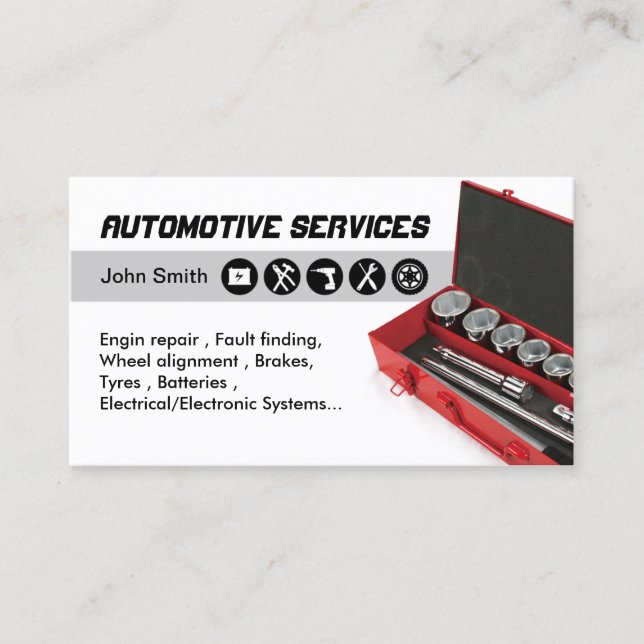 Automotive Repair Service Business Card (Front)