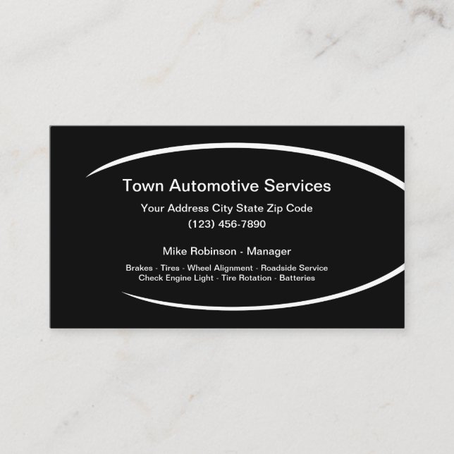 Automotive Repair Services Business Card (Front)