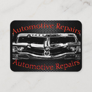 Automotive Repairs, business card, black, chrome, Card
