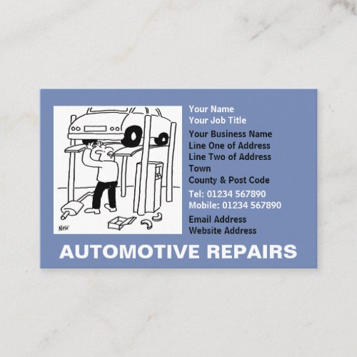 Automotive Repairs Cartoon Business Card