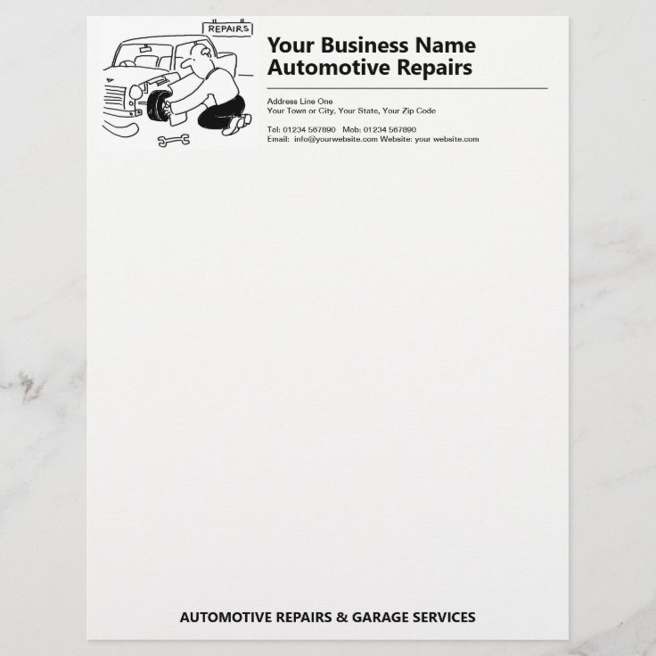 Automotive Repairs Garage Services Business Letterhead Zazzle 2274