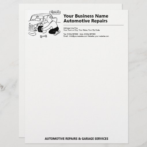 Automotive Repairs Garage Services Business Letterhead Zazzle 9037