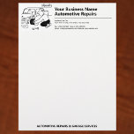 Automotive Repairs Garage Services Business Letterhead<br><div class="desc">Automotive Repairs Garage Services Business Letterhead. Use as a letterhead template for your own business. Fun image shows a mechanic working on repairing a car in a garage body shop.</div>