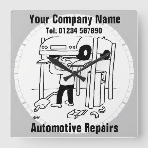 Automotive Repairs. Garage Square Wall Clock