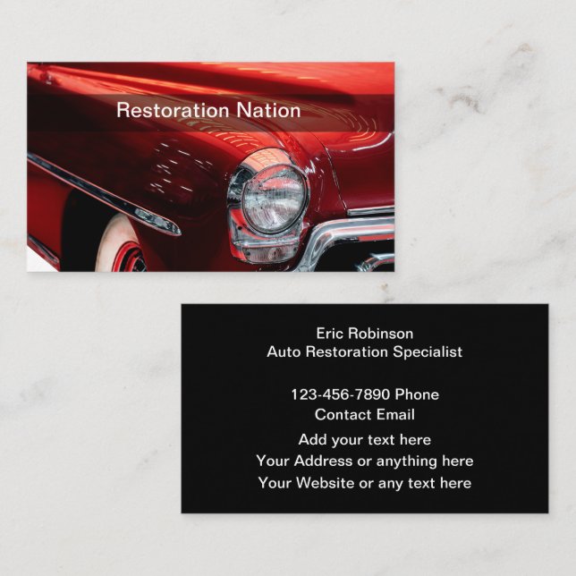 Automotive Retro Restoration Business Cards (Front/Back)