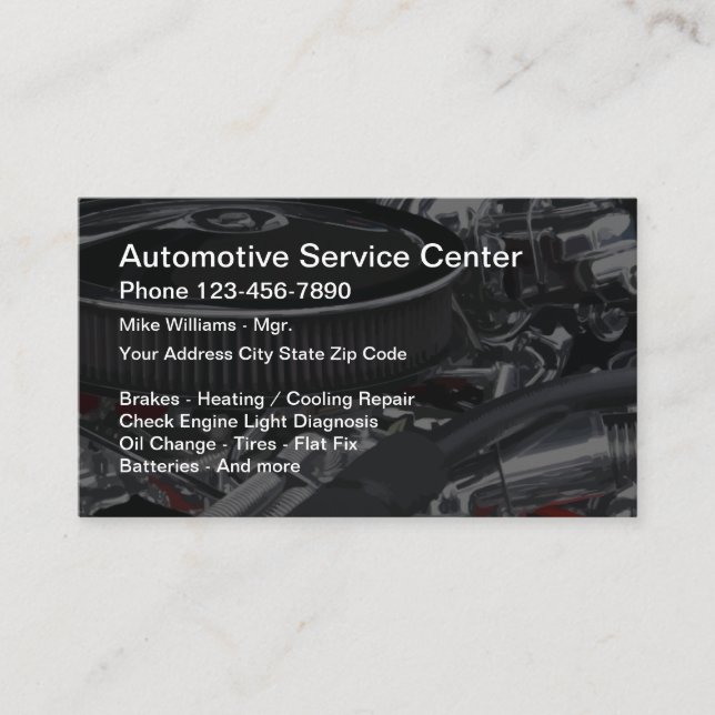 Automotive Service Center Business Card (Front)