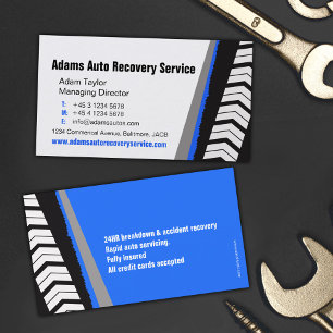 Automotive service tracks blue business card