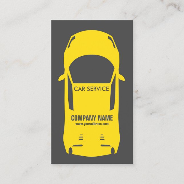 Automotive Service Yellow Car Model Grey Card (Front)