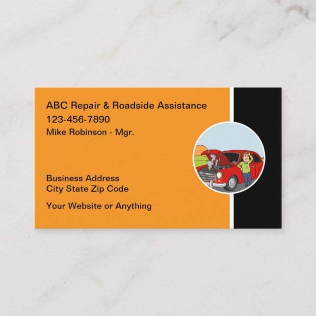 Automotive Services And Mobile Repair  Business Card (Front)