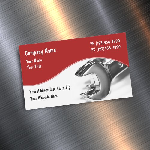 Automotive Services Mechanic Wrench Business Card Magnet