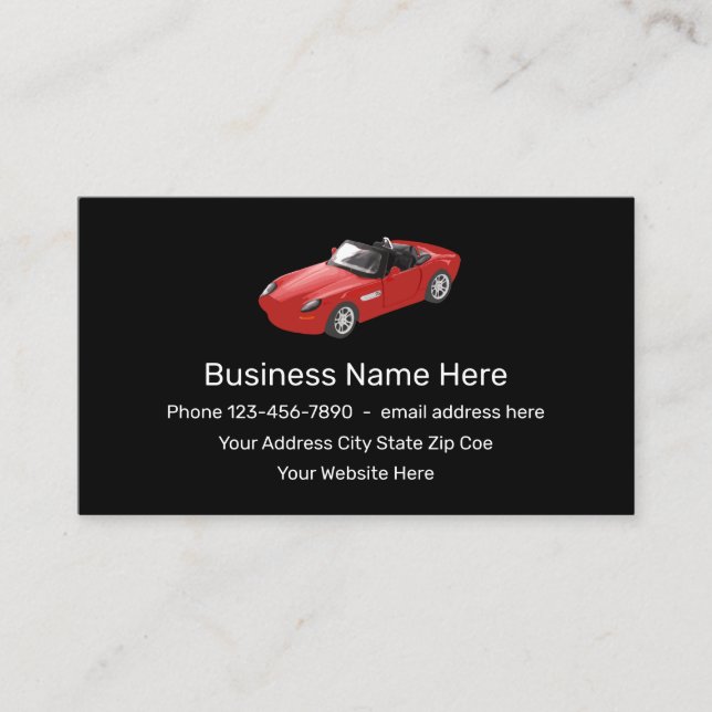 Automotive Sports Car Business Cards (Front)
